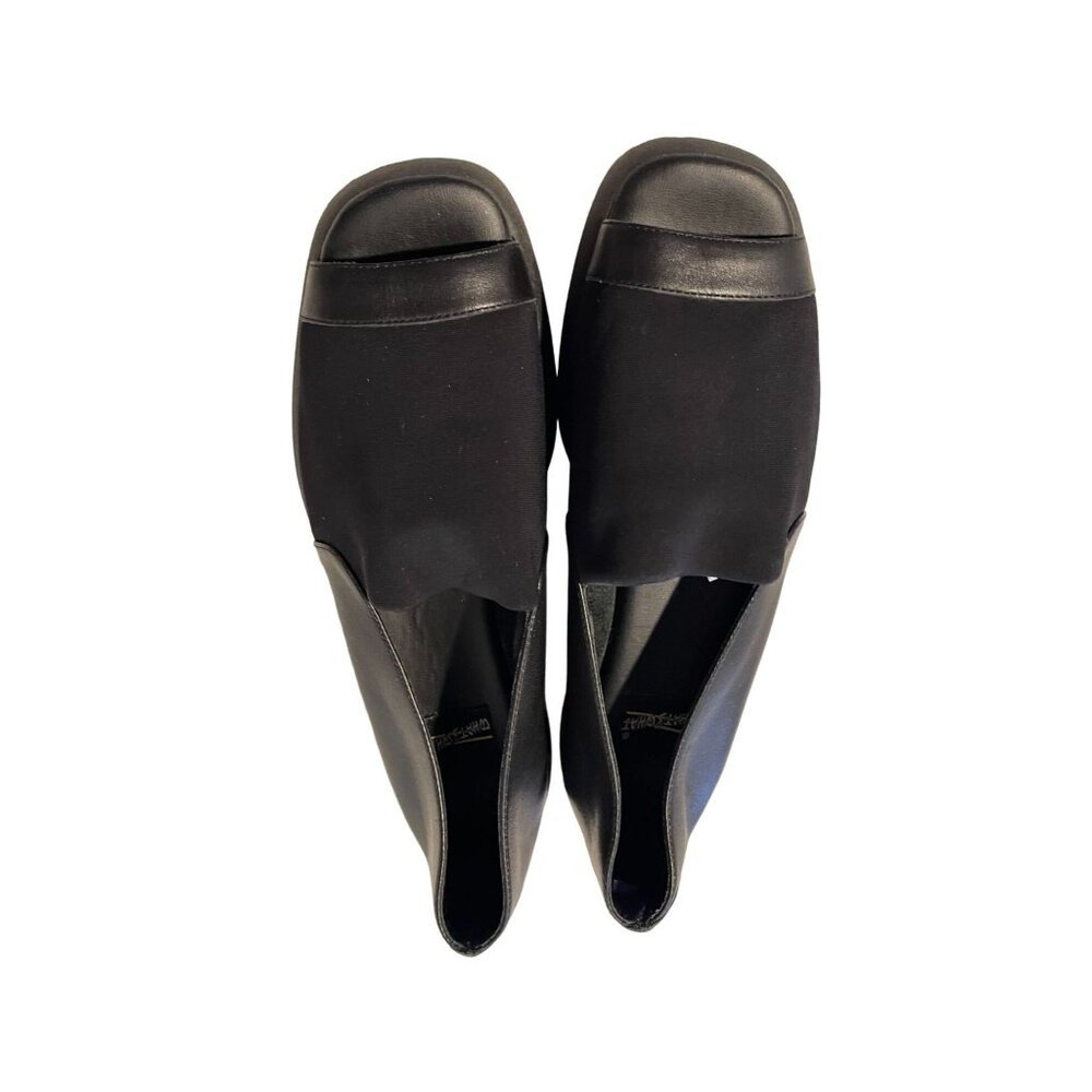 Vintage Whats What Black Slip-On Open Toe Shoes